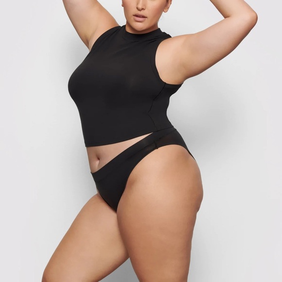Skims Black Cotton Jersey Mock Neck!! - Picture 2 of 5